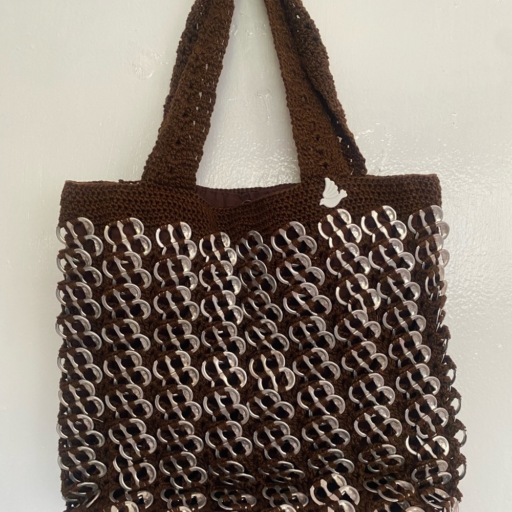 Handmade Brown Crochet Tote Bag